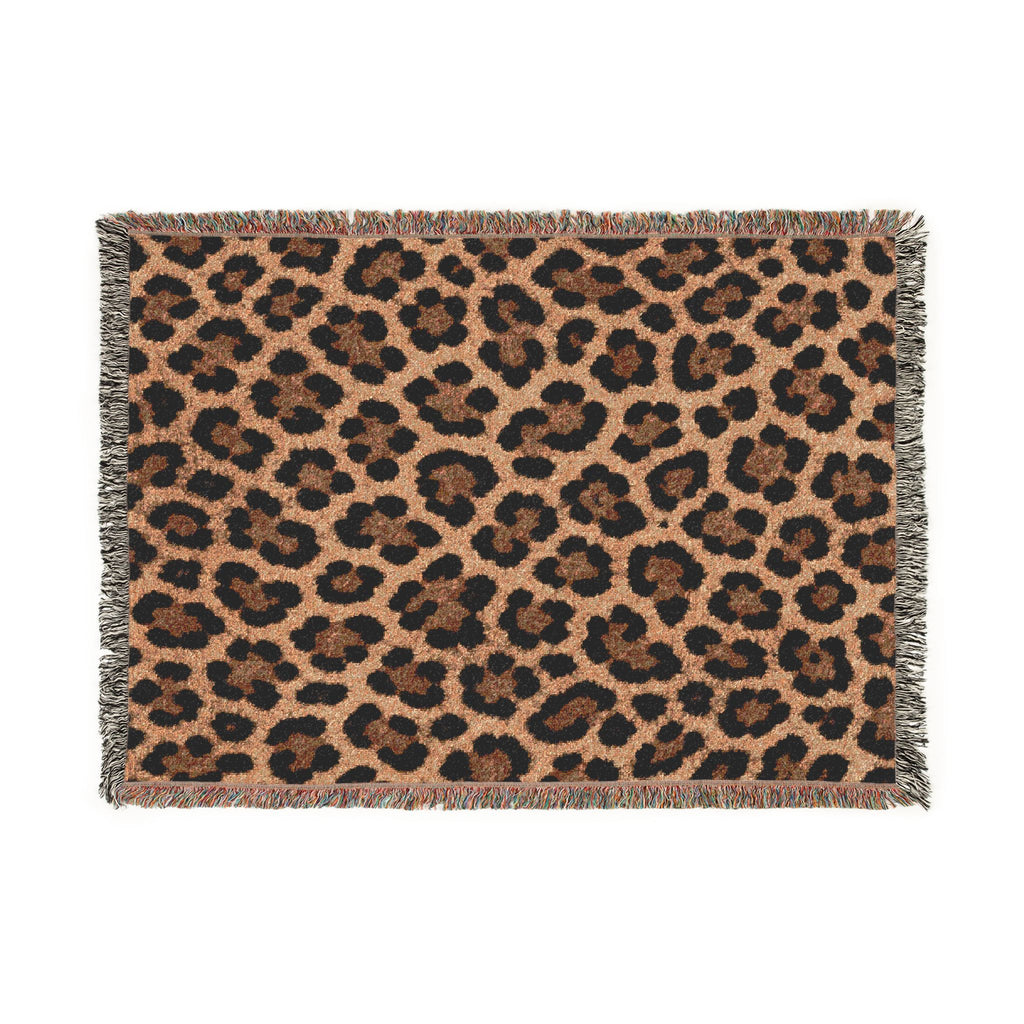 Leopard Print Woven Blanket – Cozy Animal Print Throw for Home & Travel