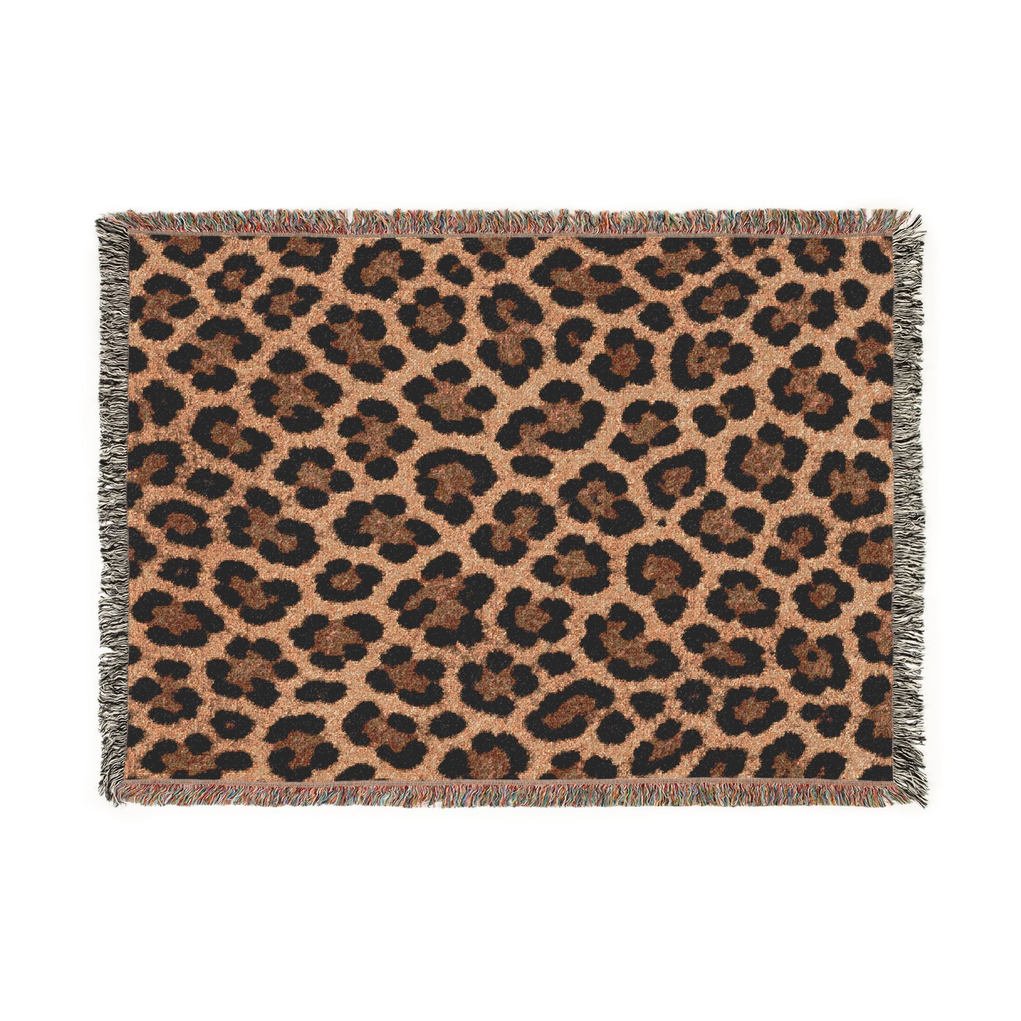Leopard Print Woven Blanket – Cozy Animal Print Throw for Home & Travel