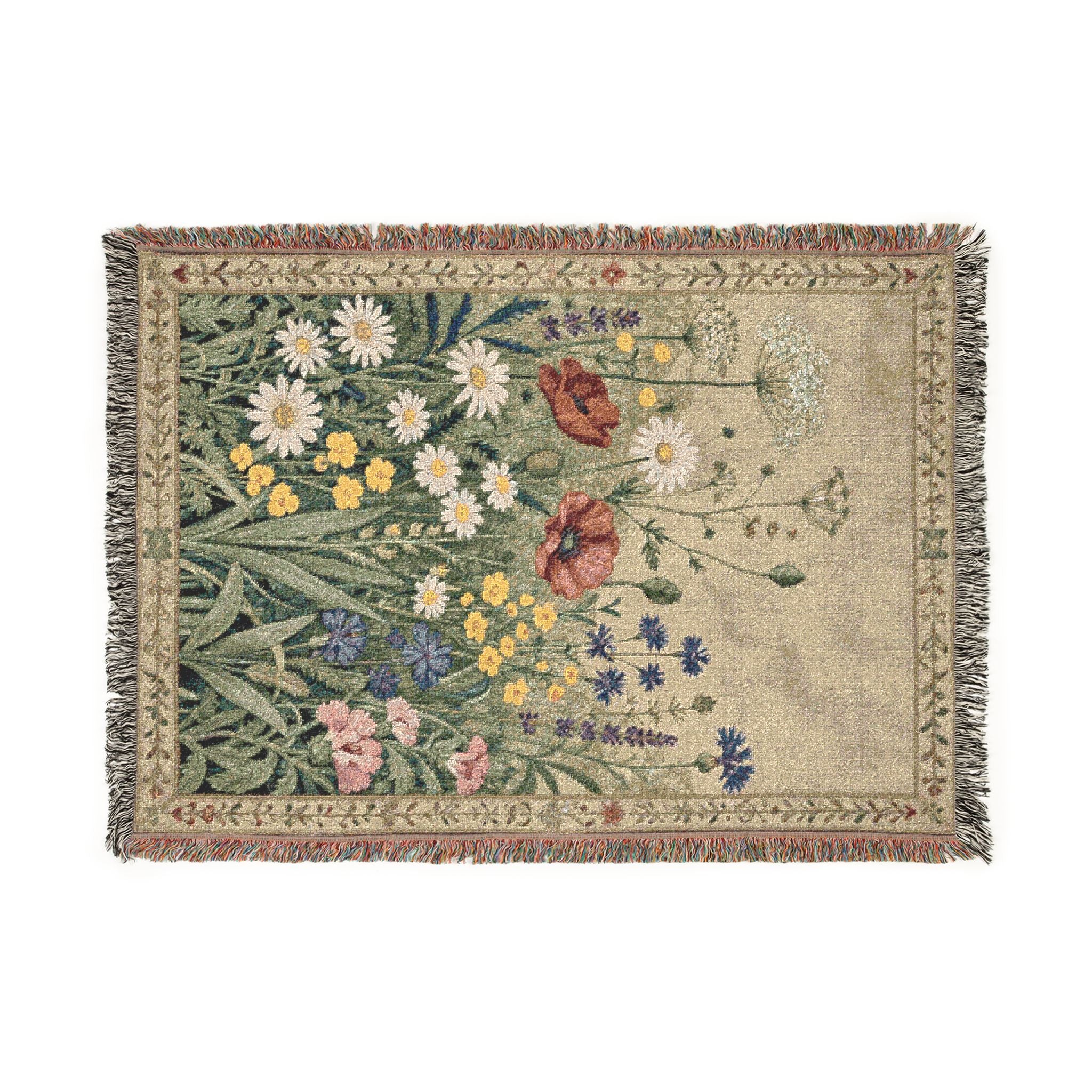 Woven Blanket — Vintage Floral Tapestry Throw