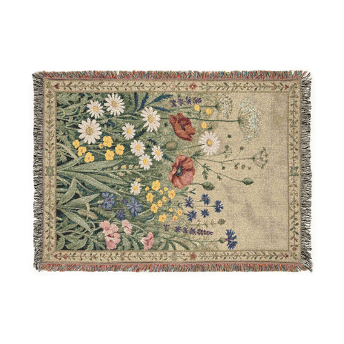 Woven Blanket — Vintage Floral Tapestry Throw
