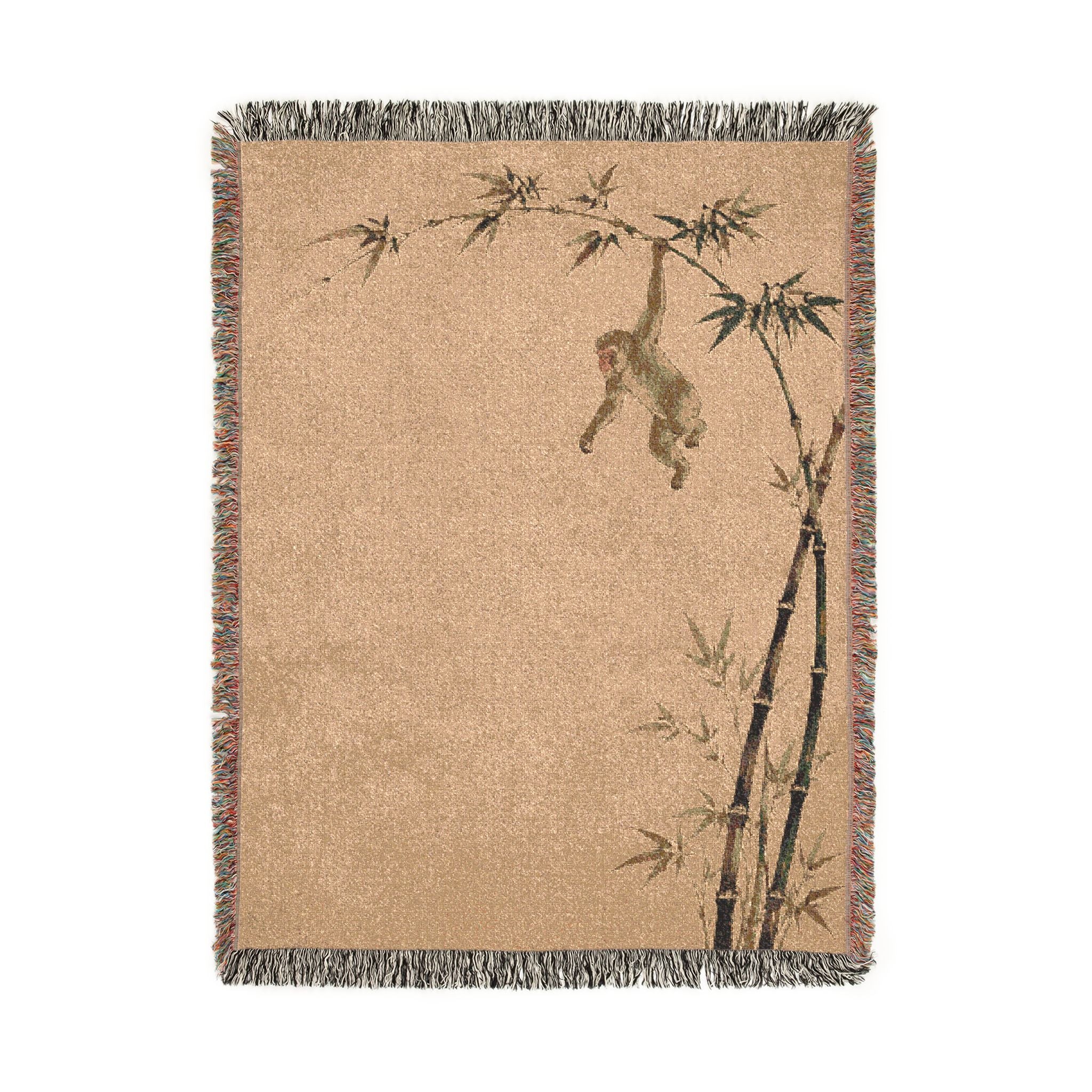 Monkey Branch Woven Blanket | Tropical Primate Tapestry Throw