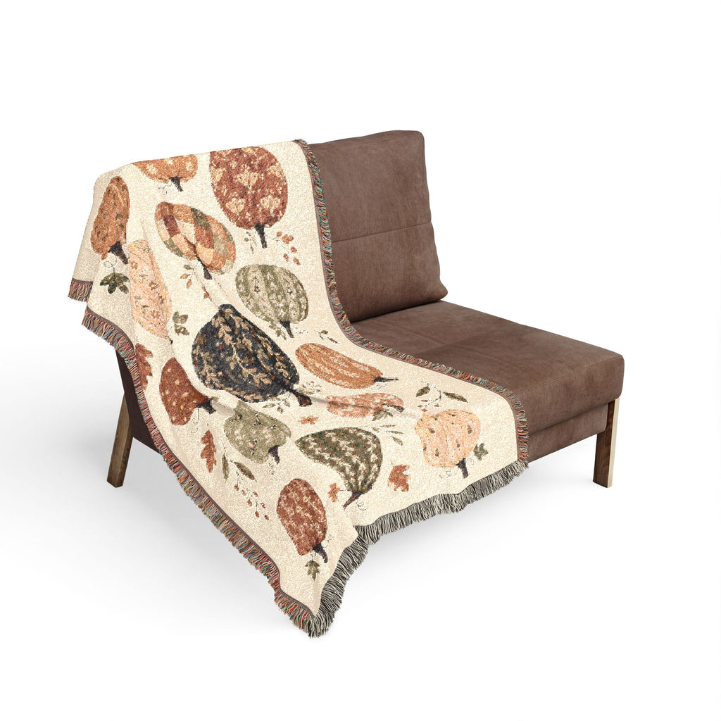 Patchwork Pumpkins Woven Blanket | Fall Harvest Throw