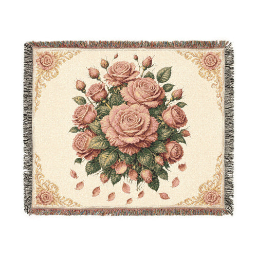 Vintage Rose Woven Blanket