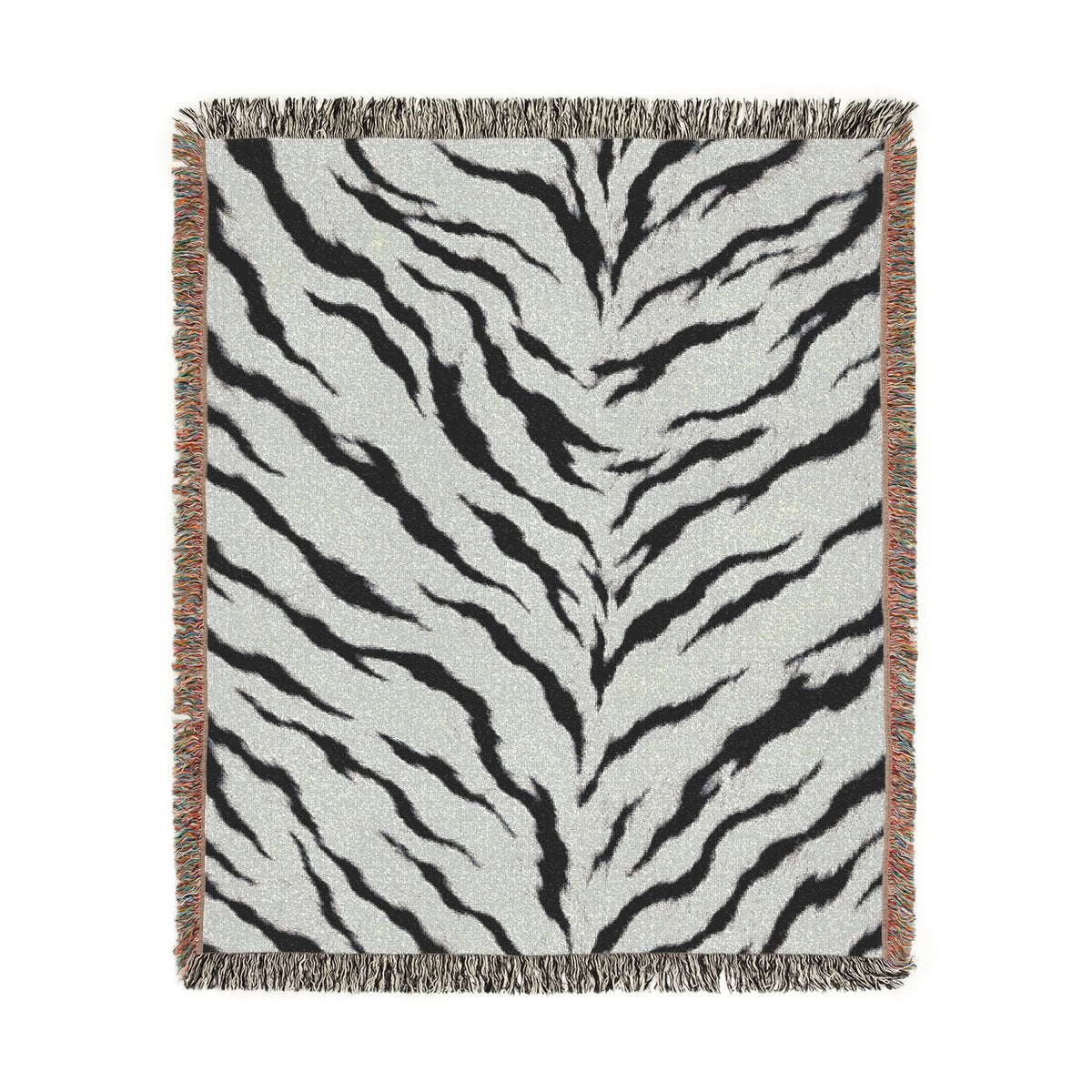 Monochrome Tiger Stripe Woven Blanket | Animal Print Throw