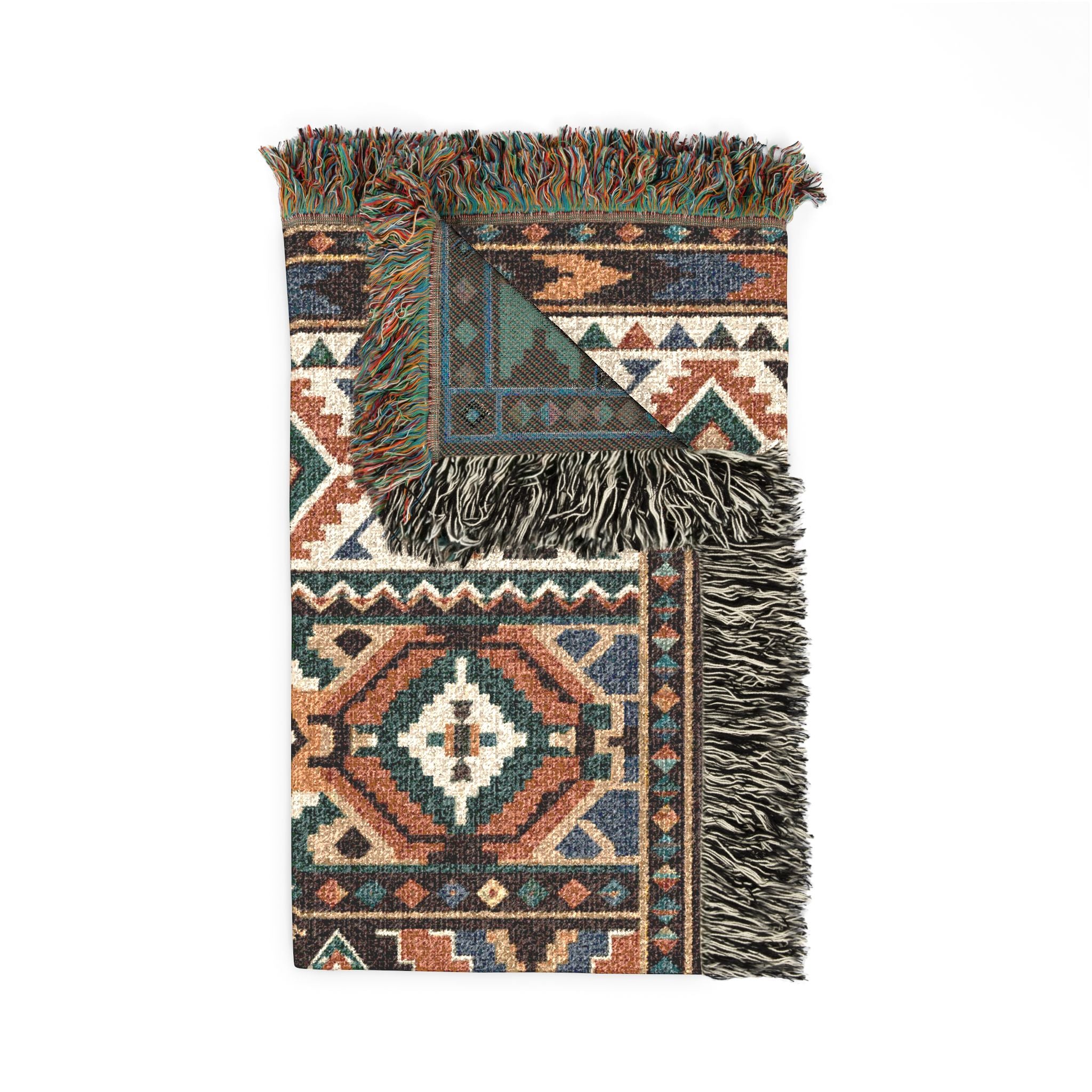 Southwestern Geometric Woven Blanket | Aztec Pattern Throw, Rustic Home Decor