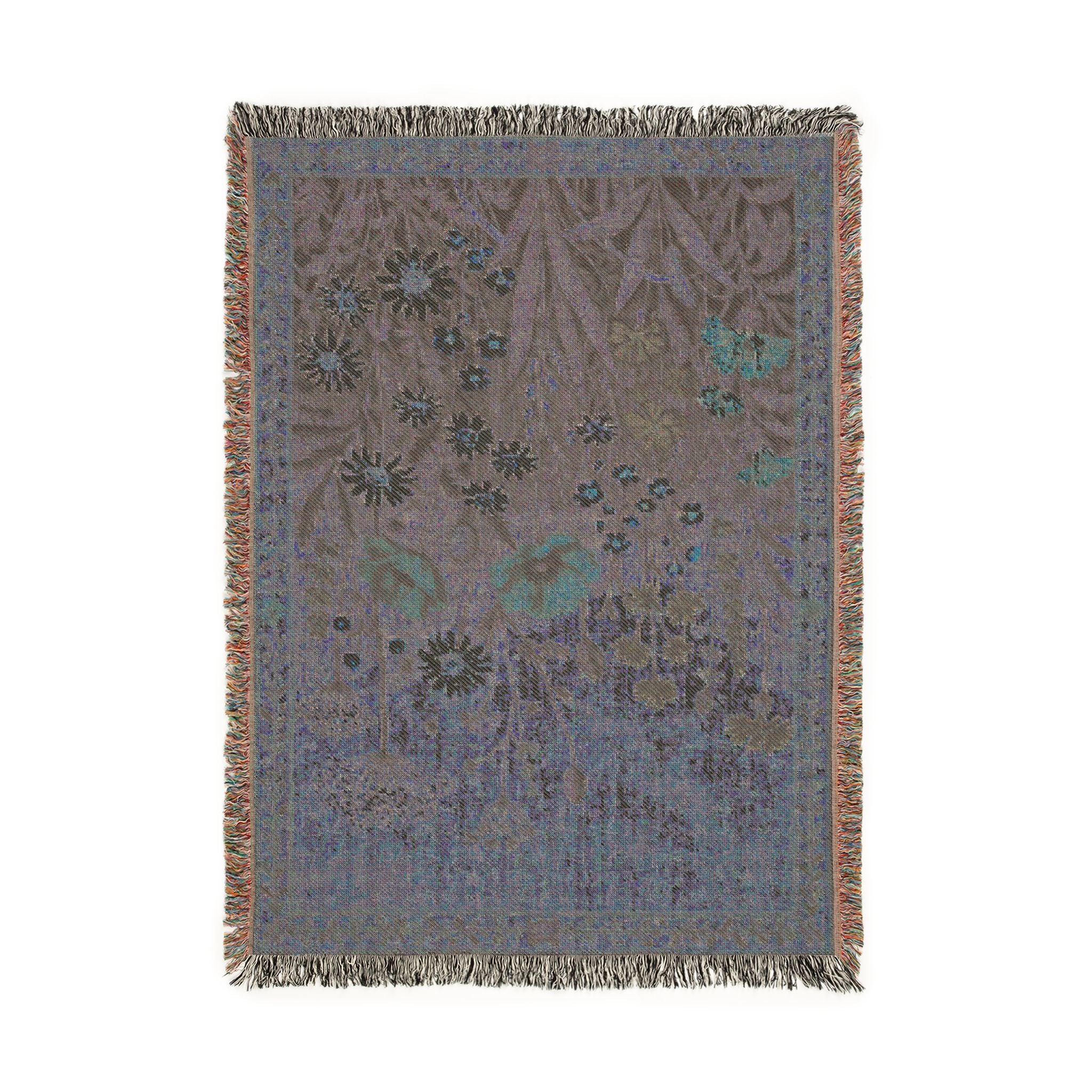 Woven Blanket — Vintage Floral Tapestry Throw