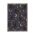 Golden Crescent Moon Woven Blanket | Starry Night Throw