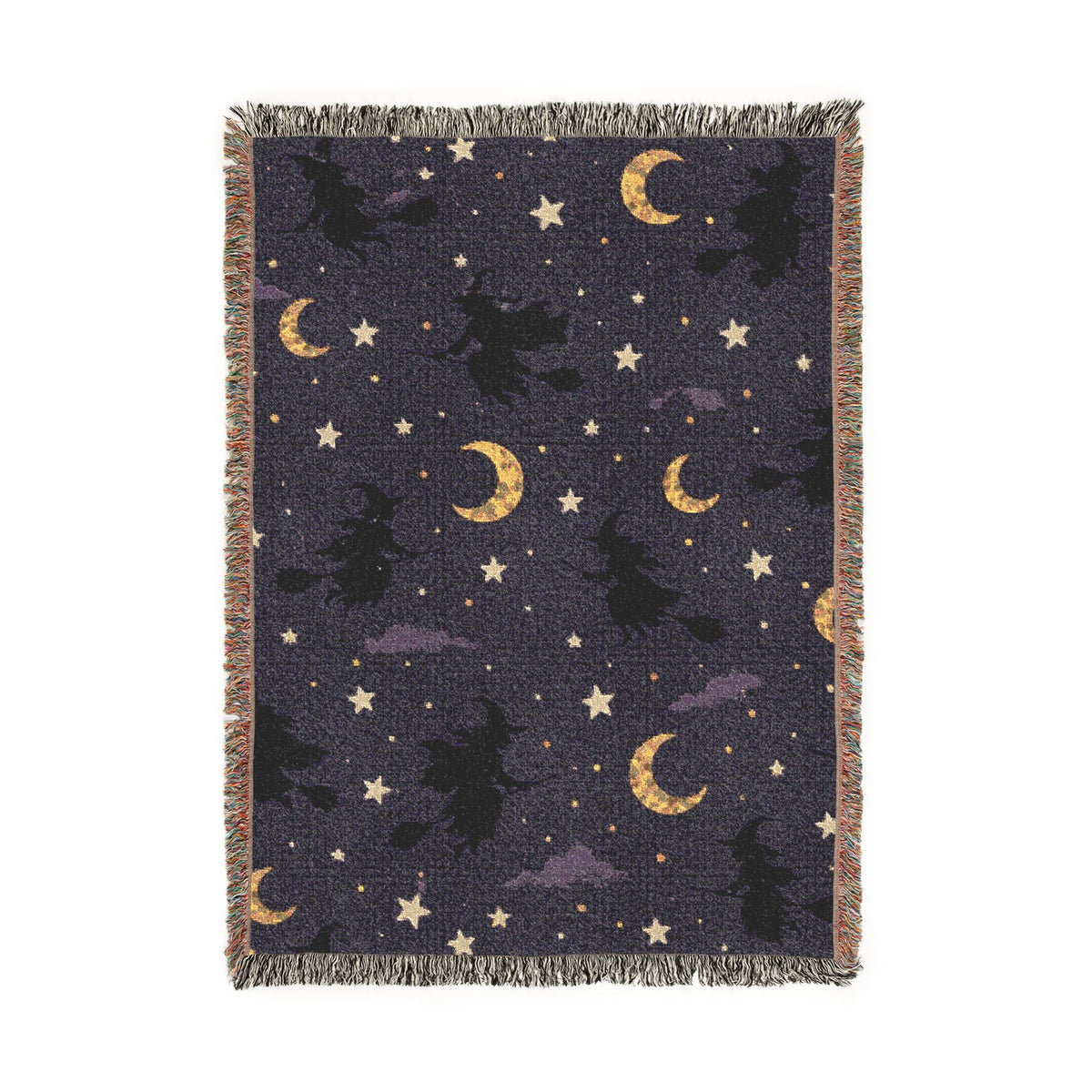 Golden Crescent Moon Woven Blanket | Starry Night Throw