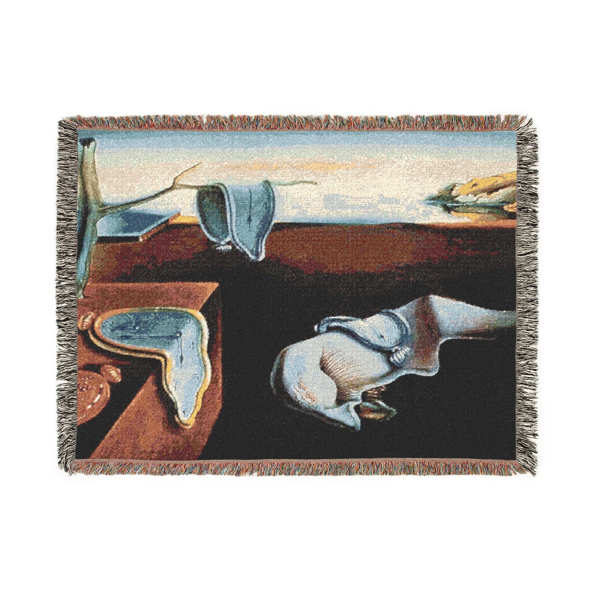 Melting Clocks Surreal Dali Tapestry Woven Blanket | Surrealist Art Throw